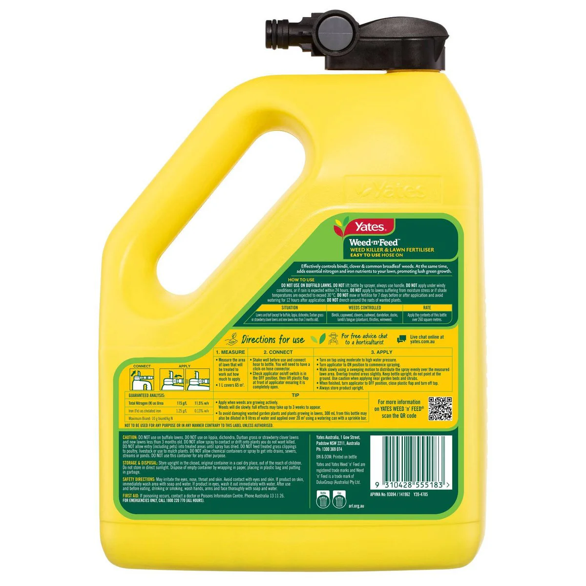 Yates Weed N Feed Hose on Lawn Weed Killer 4L - Treats 260m² - Image 3