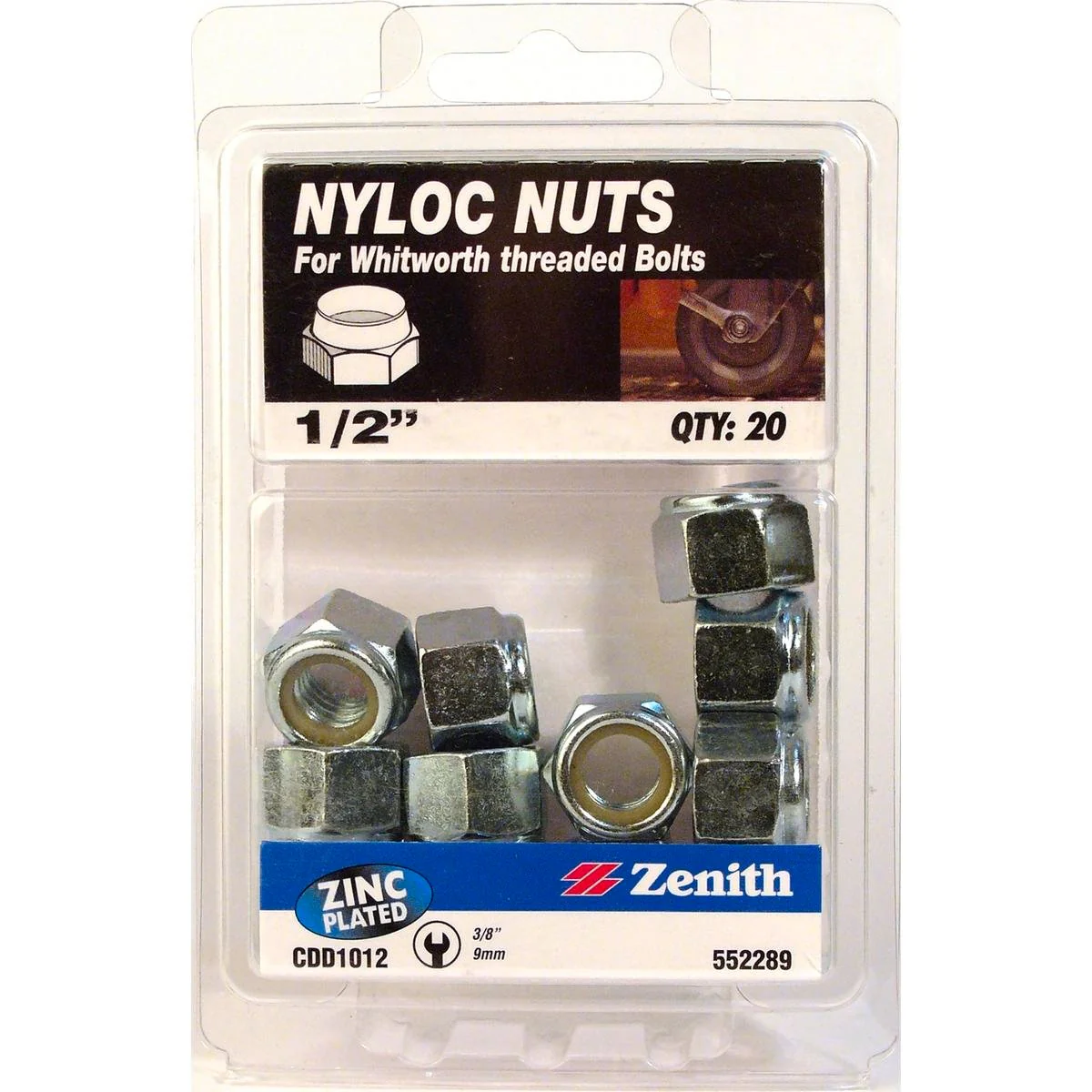 Zenith 1/2 Zinc Plated Nyloc Nut 20 Pack - Steel - Durable - Secure