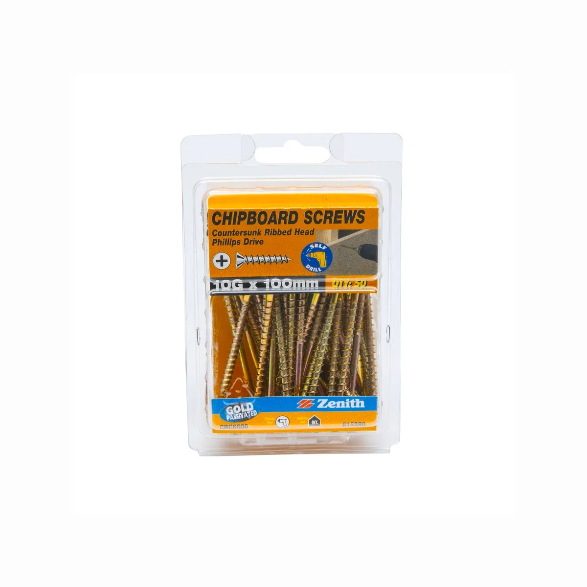Zenith 10g x 100mm Gold Passivated Countersunk Rib Head Screws - 50 Pack - Enhanced Grip - Image 2