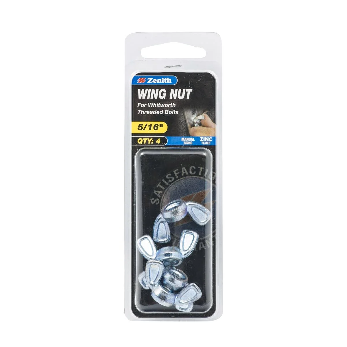 Zenith 5/16" Zinc Plated Wing Nuts – 4 Pack