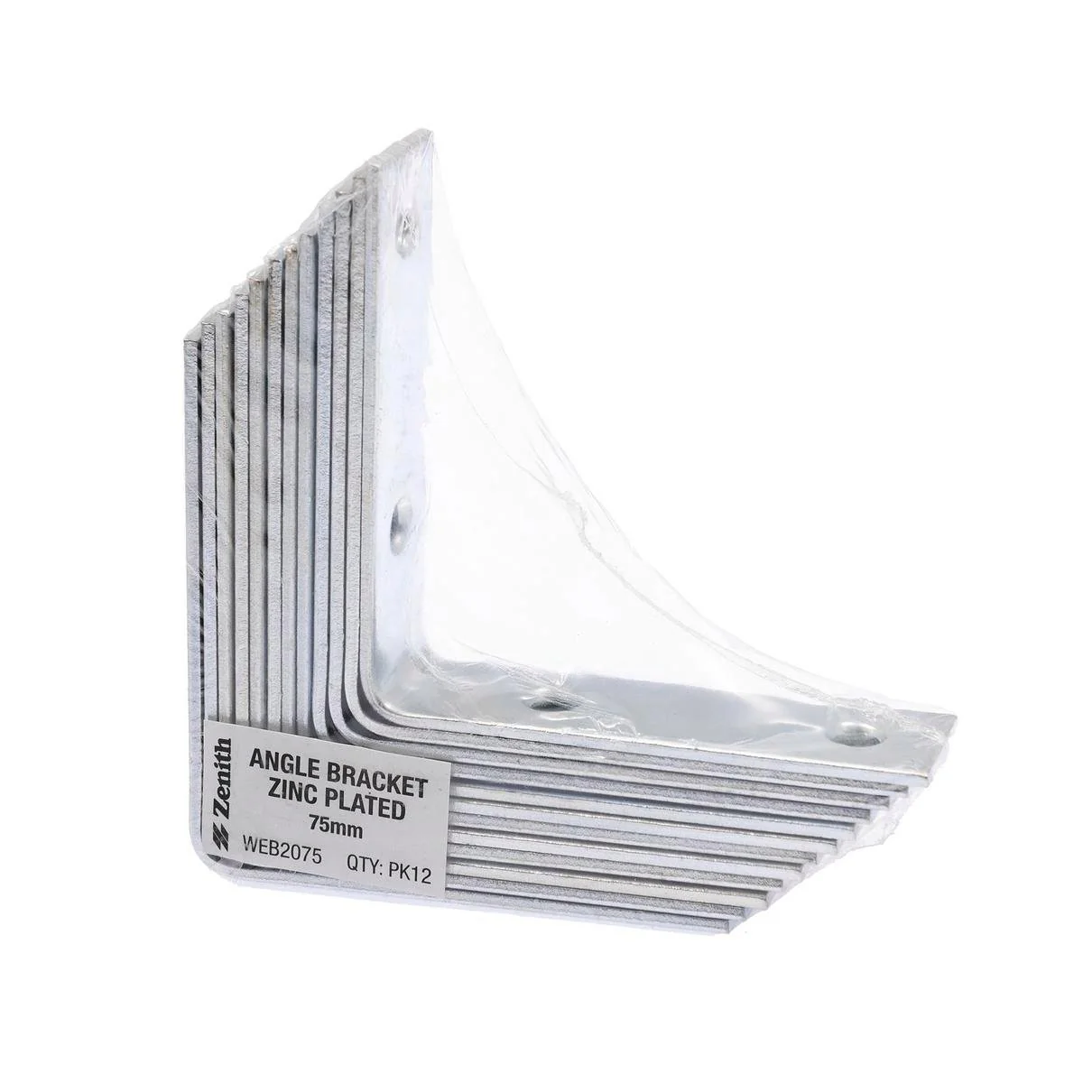 Zenith Angle Bracket - 75mm - Zinc Plated - 12 Pack