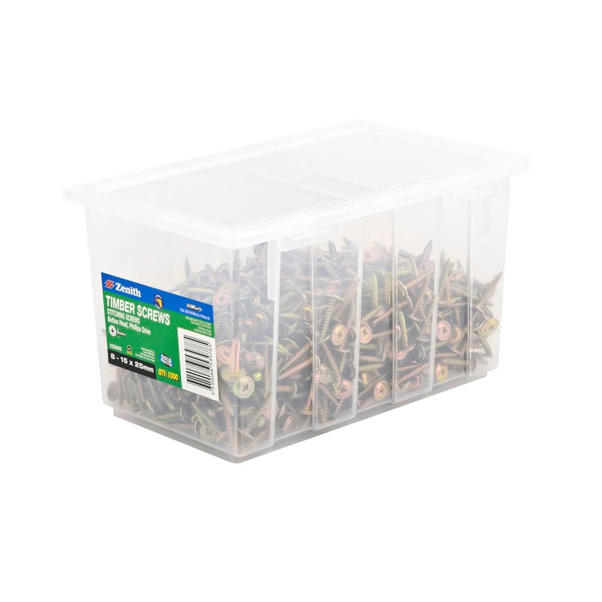 Zenith Button Head Timber Stitching Screws 15x25mm Gold Passivated 1000 Pack