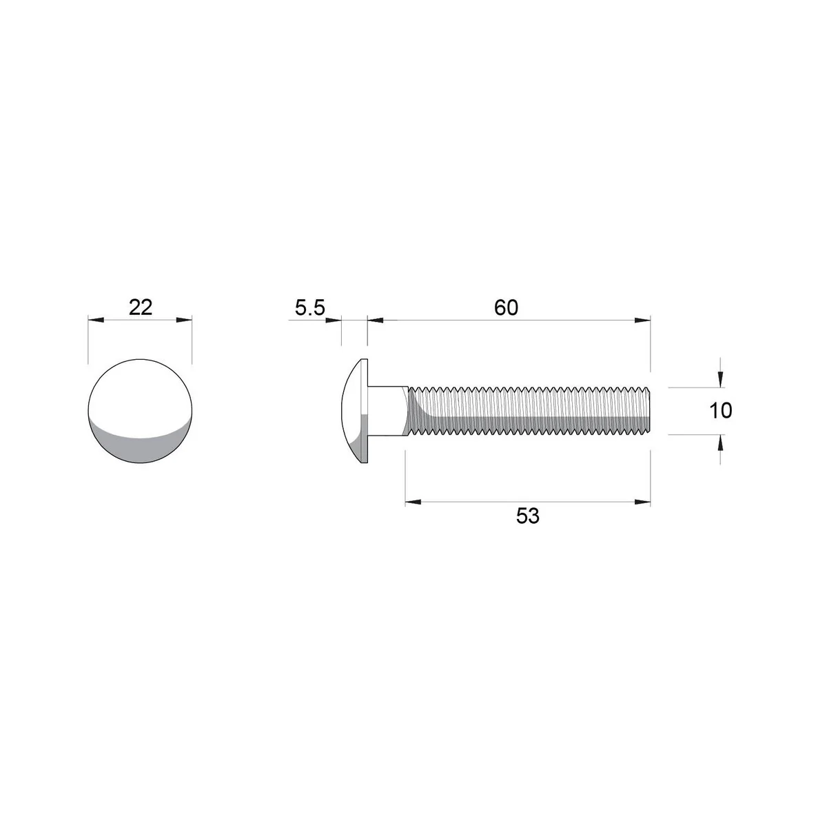 Zenith Cup Head Bolt - M10 x 60mm - Stainless Steel 304 - Rust Resistant - Image 2