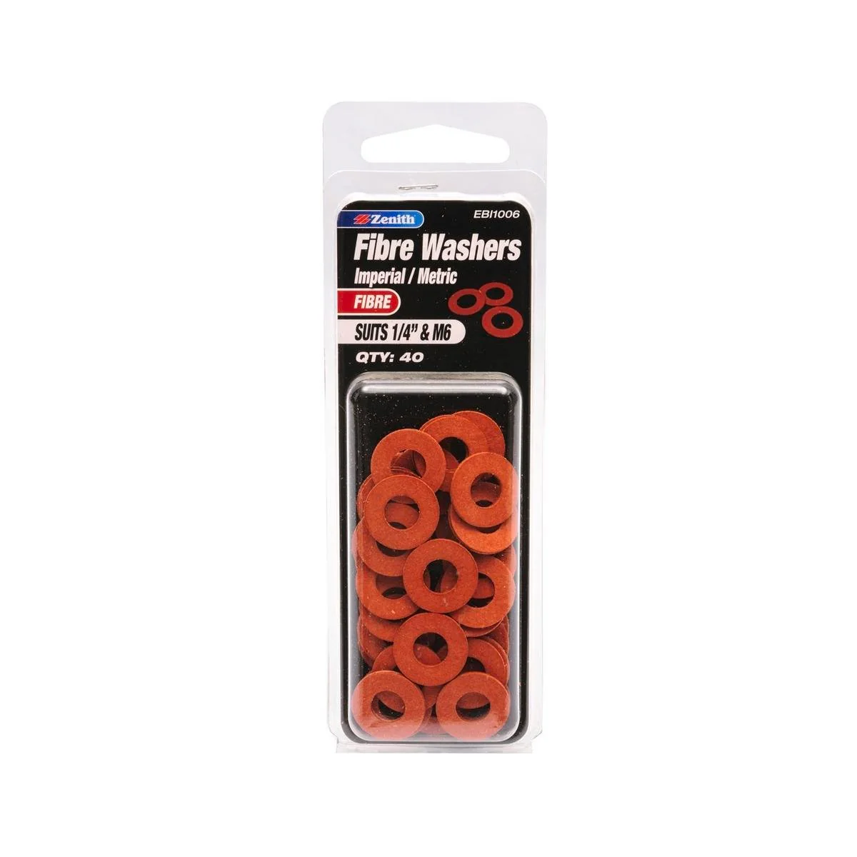 Zenith Fibre Washer 1/4 & M6 40 Pack - Non-Conductive - Vibration Resistant