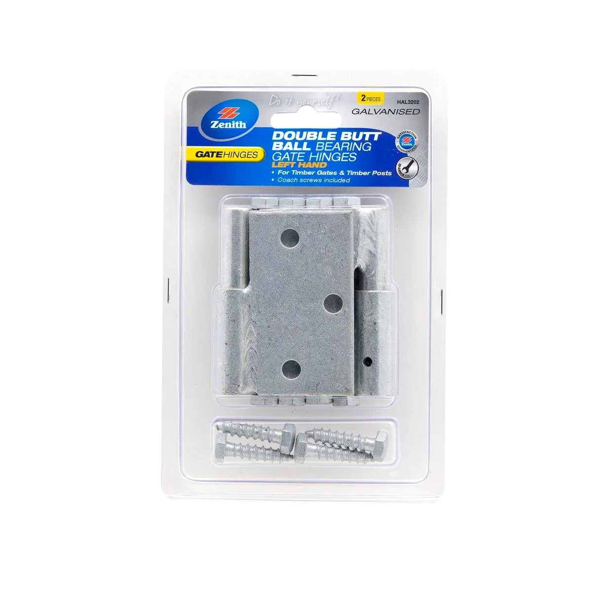 Zenith Gate Hinges - Double Butt Ball Bearing - 2 Pack - Galvanised Steel