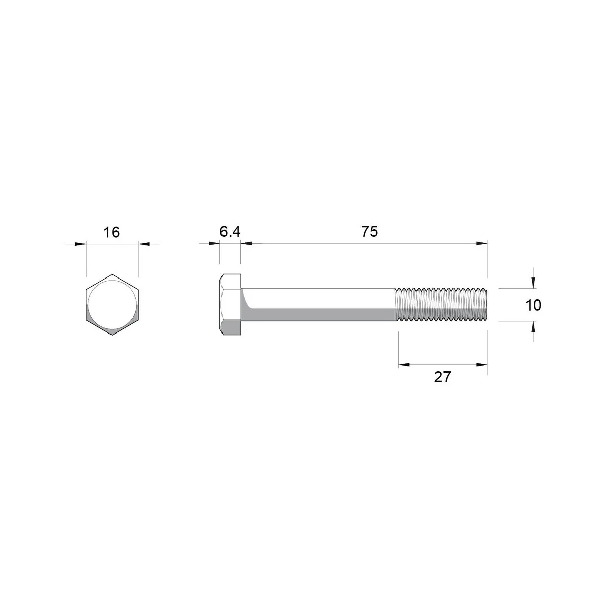 Zenith Hex Head Bolt - M10 x 75mm - 10 Pack - Stainless Steel 304 - Rust Resistant - Image 2