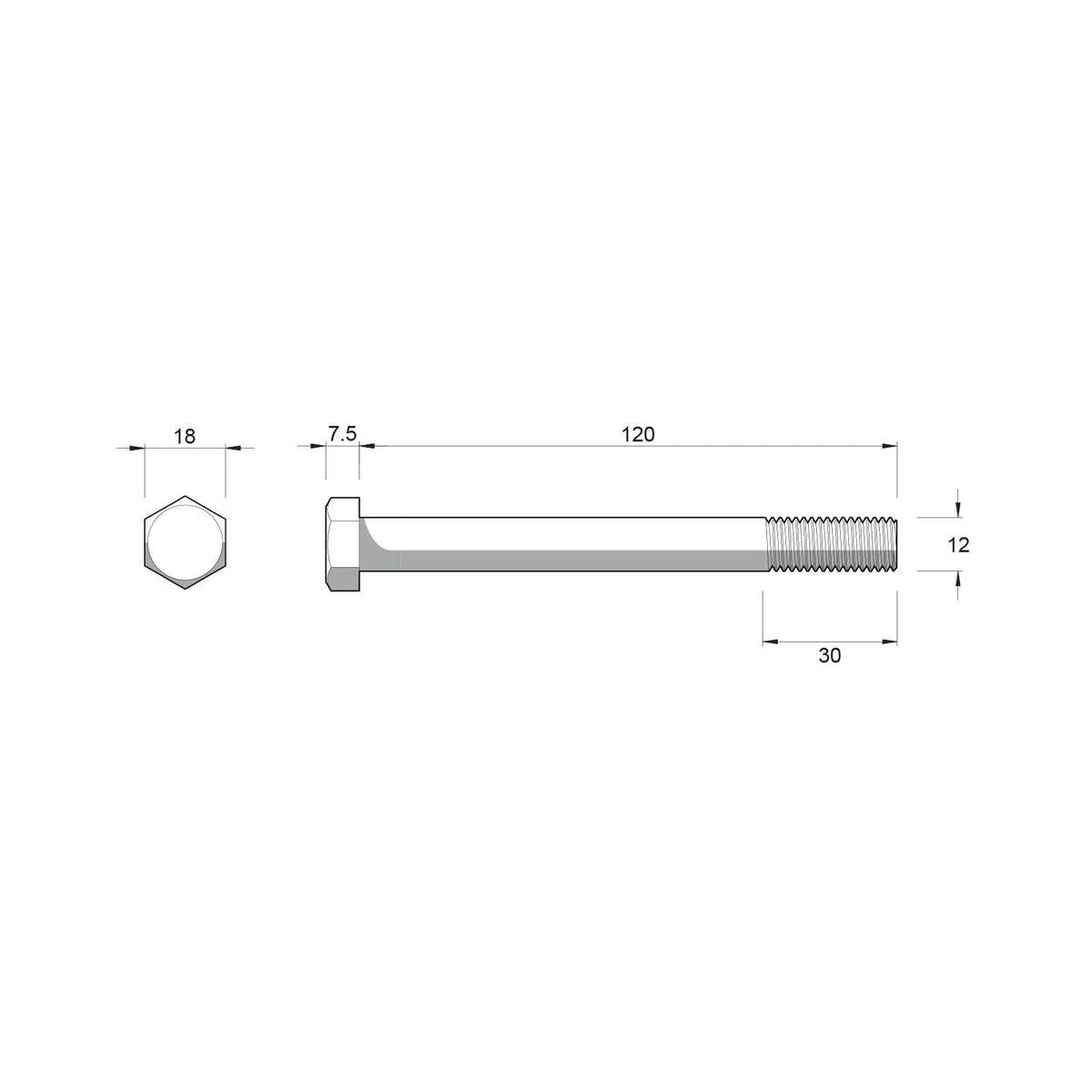 Zenith Hex Head Bolt - M12 x 120mm - 25 Pack - Stainless Steel 304 - Rust Resistant - Image 2