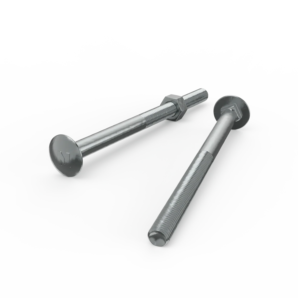Zenith M10 Cup Head Bolt and Nut Each - 150mm - Zinc Plated - Coarse Thread