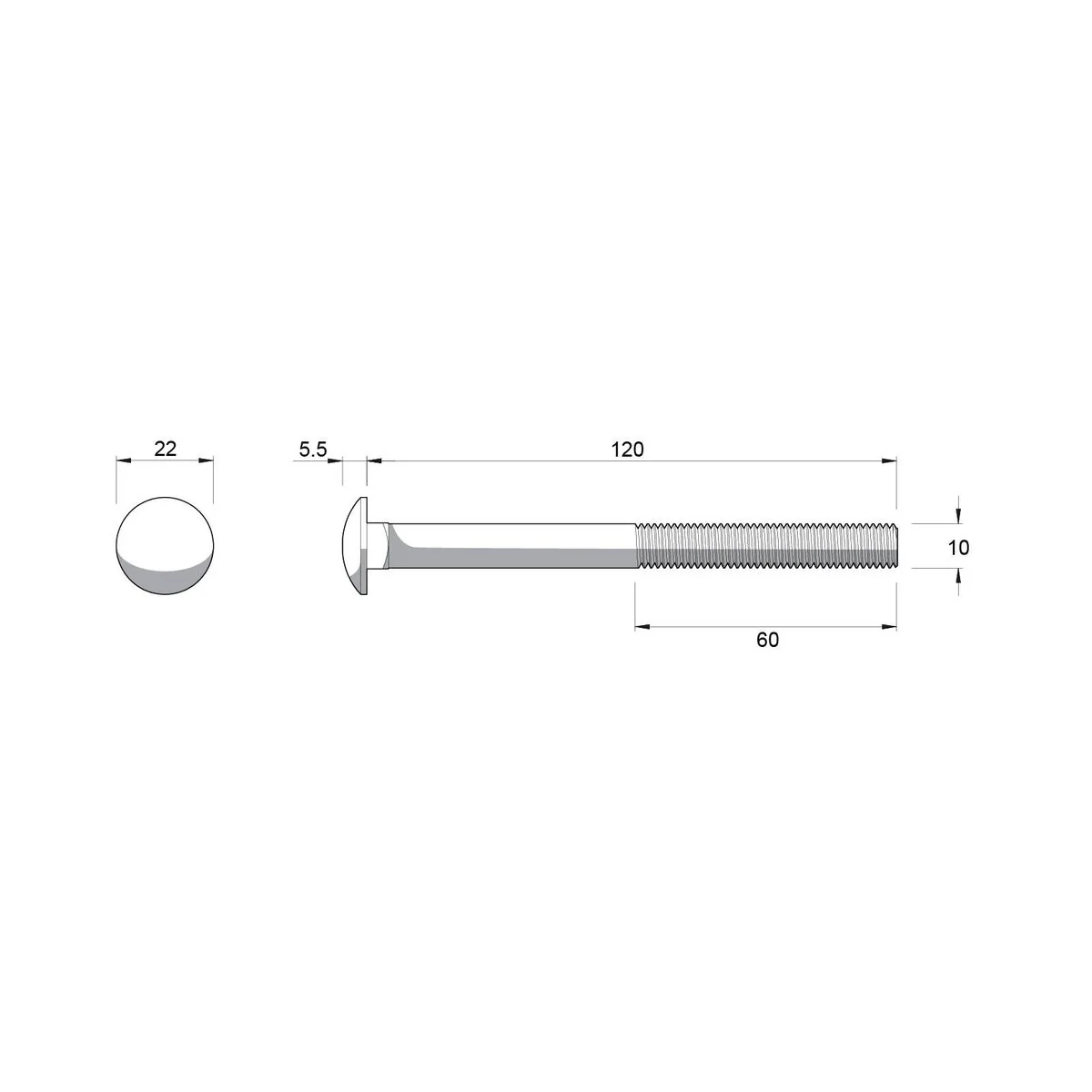 Zenith M10 Cup Head Bolts and Nuts - 120mm - Hot Dipped Galvanised Black - 4.6 Grade Steel - Coarse Thread - Secure Fastening - Image 2