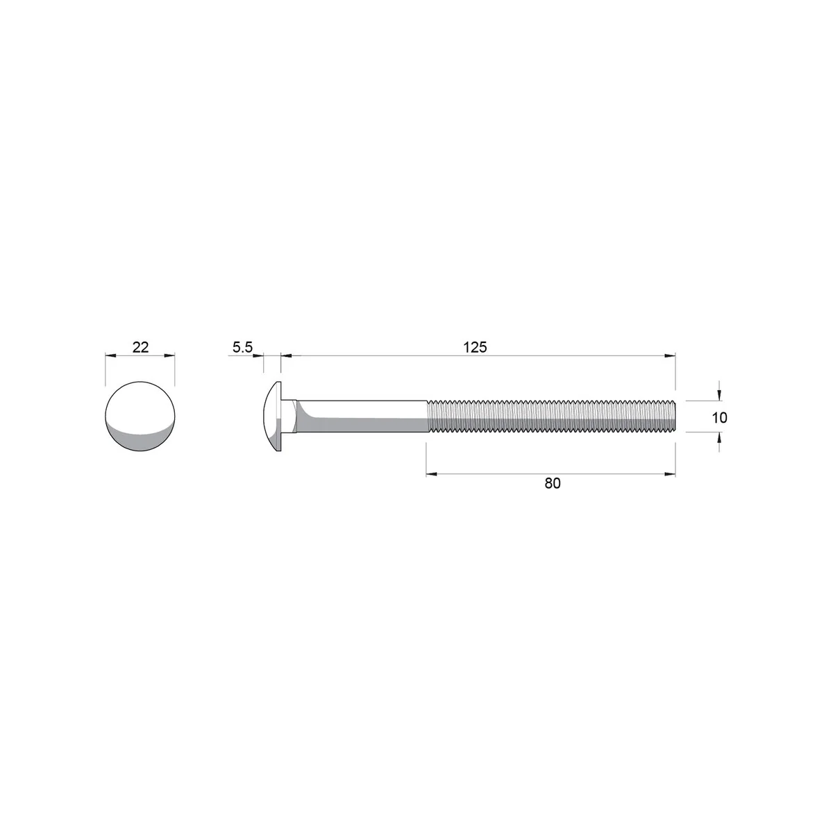 Zenith M10 Cup Head Bolts and Nuts 25 Pack - 125mm Zinc Plated - Coarse Thread - Image 3