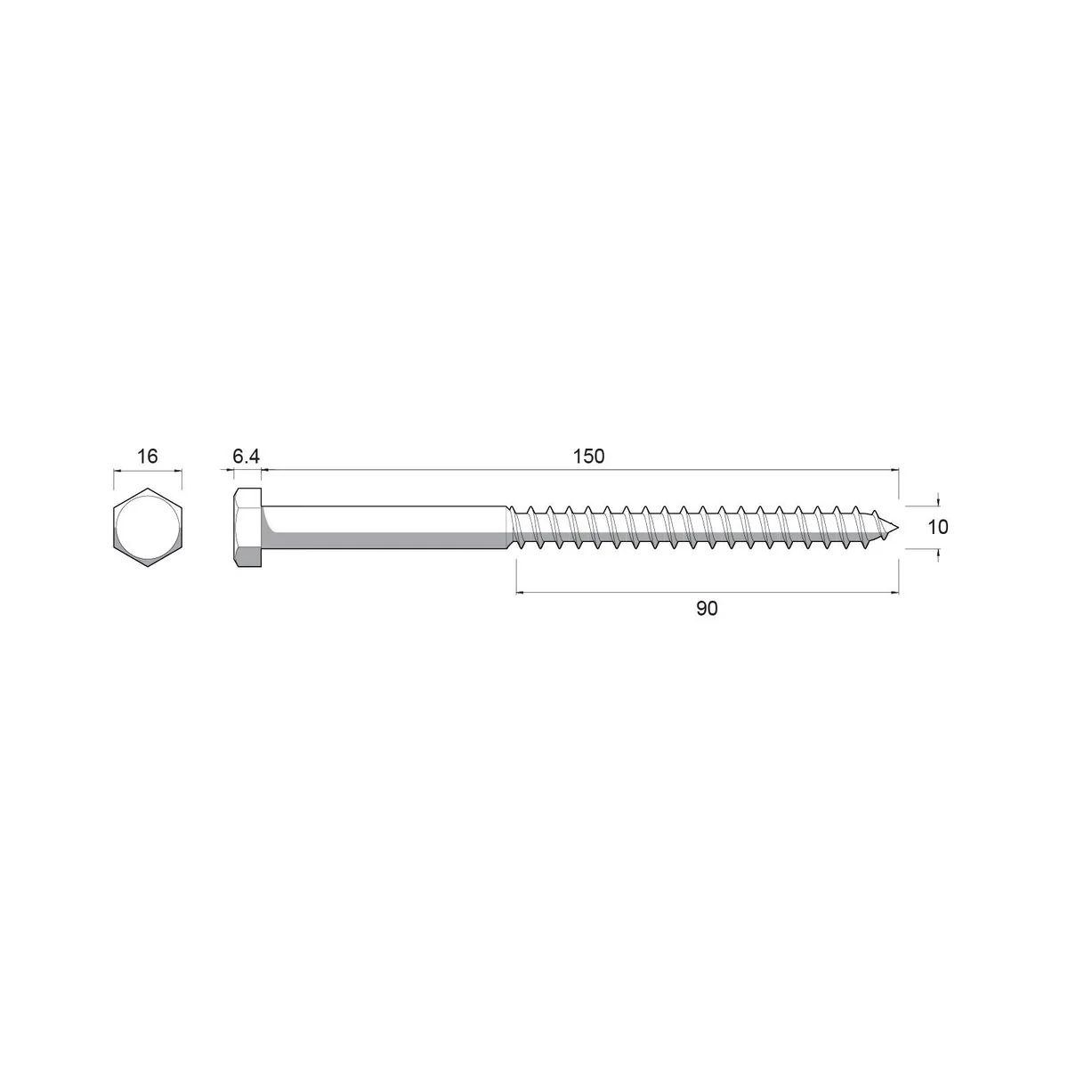 Zenith M10 x 150mm Hot Dip Galvanised Hex Head Coach Screws - Heavy-Duty Fastening - Image 2