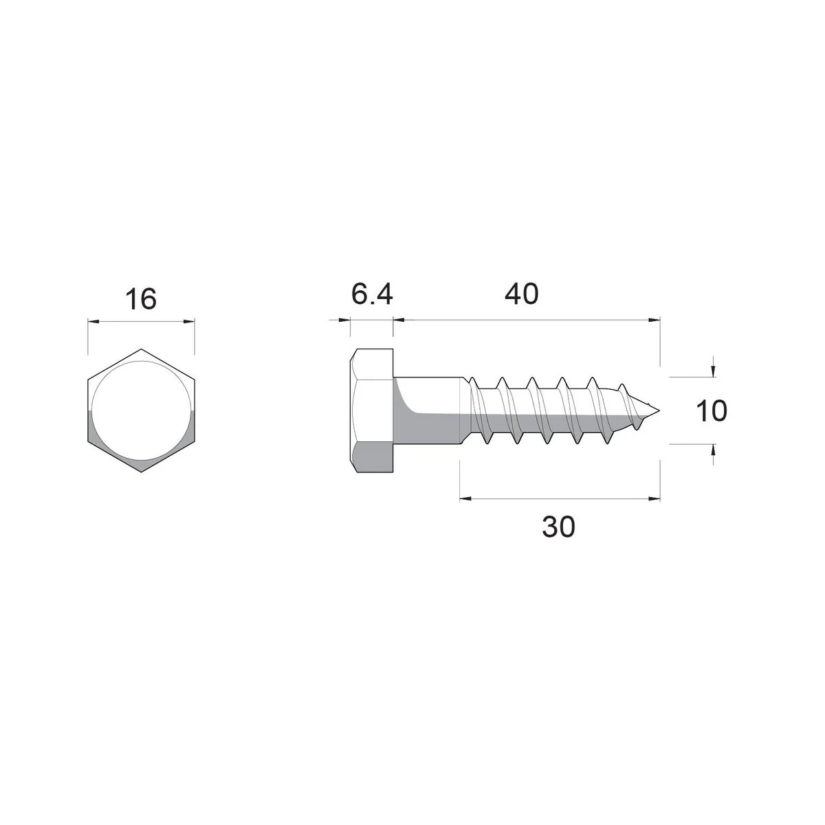 Zenith M10 x 40mm Hot Dipped Galvanised Black Hex Head Coach Screws - Each - Heavy-Duty Fastening - Image 2