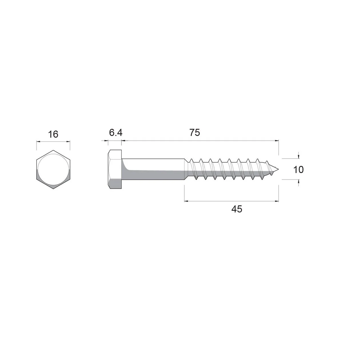 Zenith M10 x 75mm Hot Dip Galvanised Hex Head Coach Screws - Heavy-Duty Fastening - 4.6 Grade Steel - Image 2