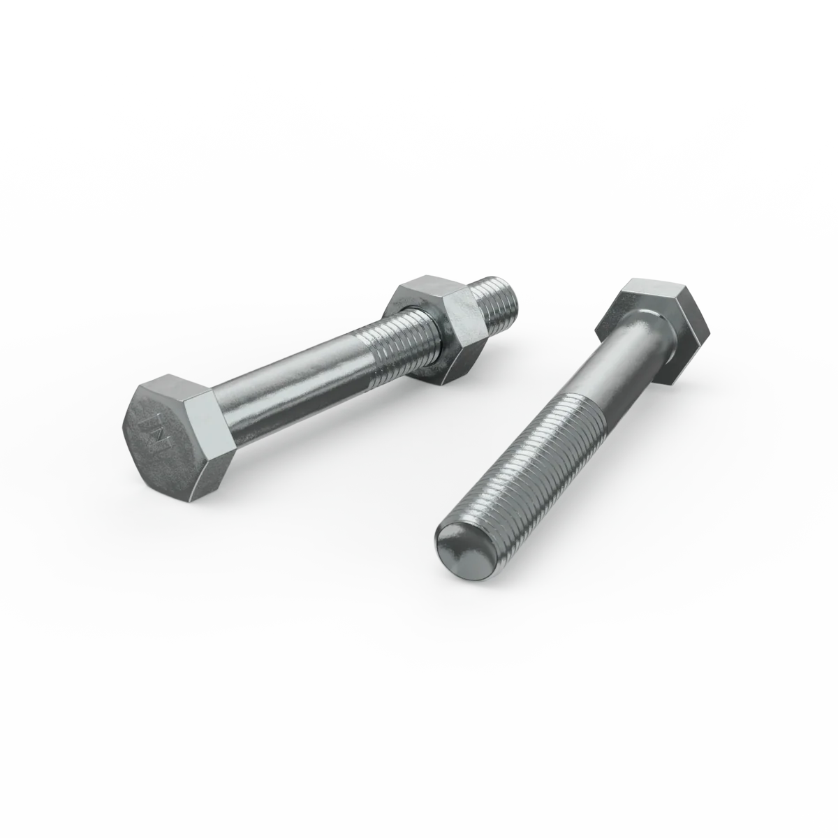 Zenith M10 x 75mm Zinc Plated Hex Head Bolts and Nuts - 2 Pack - Durable Fastening