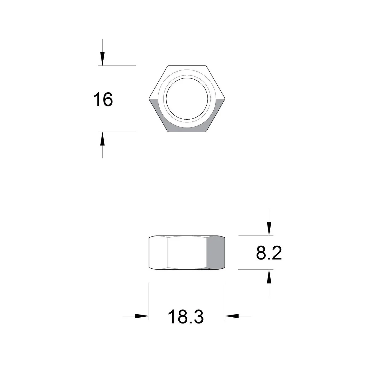 Zenith M10 Zinc Plated Hex Nuts - 18.3mm x 8.2mm x 16mm - Strong Grip - Coarse Thread - Image 2
