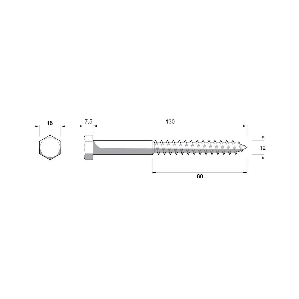 Zenith M12 Hex Head Coach Screws 12 Pack - 130mm - Hot Dip Galvanised - Heavy-Duty - Image 3