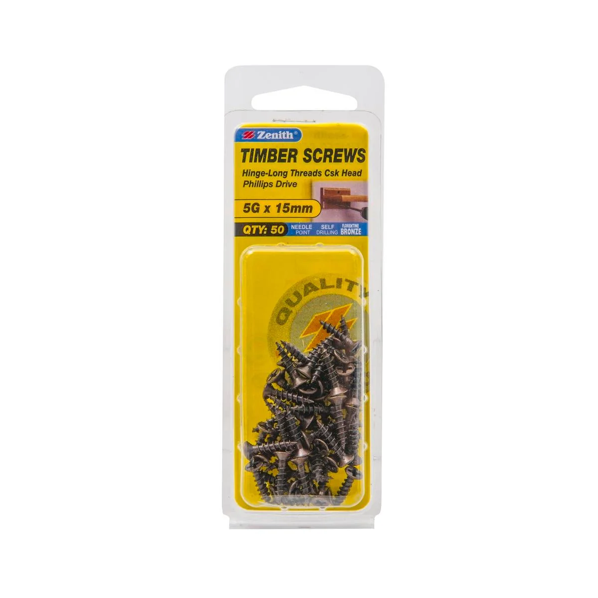 Zenith Timber Screws - 5g x 15mm - Florentine Bronze - Countersunk Head - 20 Pack