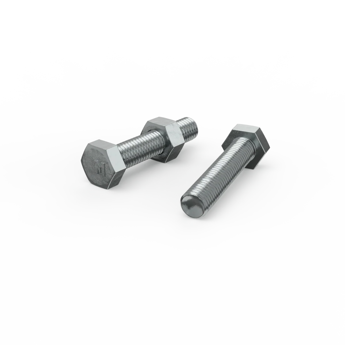 Zenith Zinc Plated Hex Head Bolts and Nuts - M10 x 50mm - 4.6 Grade Steel - Coarse Thread - Indoor Use
