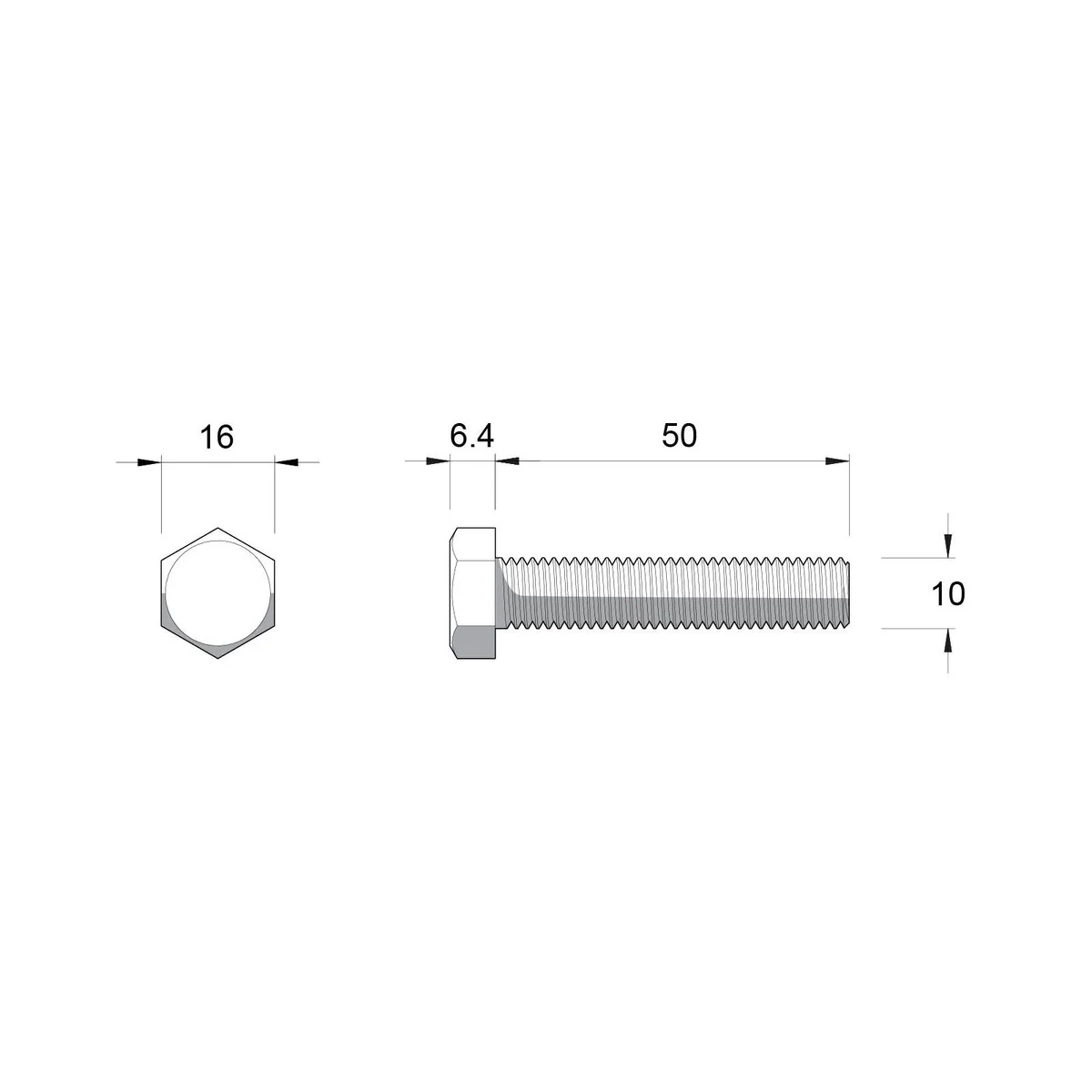 Zenith Zinc Plated Hex Head Bolts and Nuts - M10 x 50mm - 4.6 Grade Steel - Coarse Thread - Indoor Use - Image 2