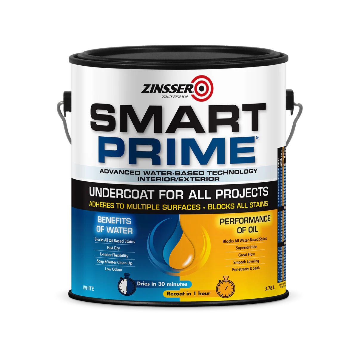 Zinsser Smart Prime Undercoat - 3.78L - Water Based - Low Odour
